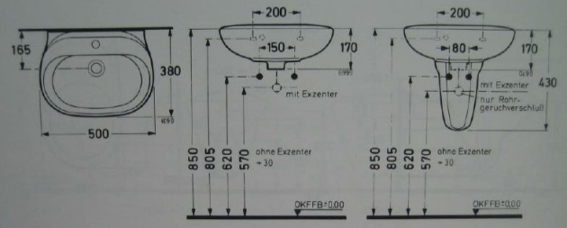 IDEAL STANDARD Inga Handwaschbecken PERGAMON 50 x 38 cm