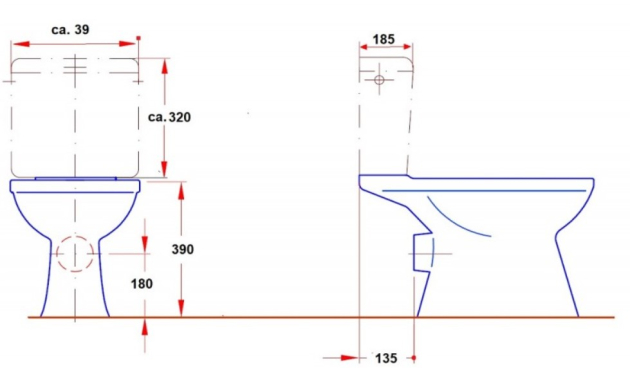 KERAMAG Delta Fondo Stand-WC-Kombination Combi-WC Manhattan Grau