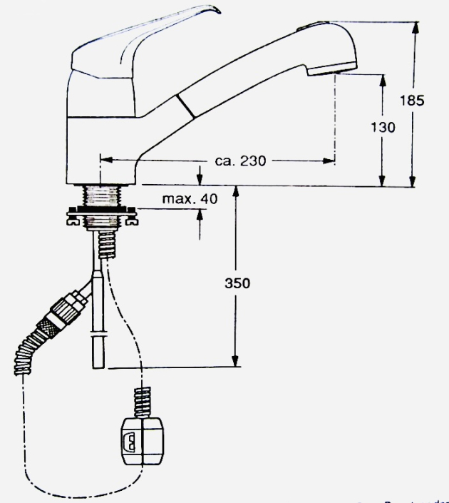IDEAL STANDARD CERAMIX Küchenarmatur Spültischarmatur mit Brause ROT Hochdruck (-3708)