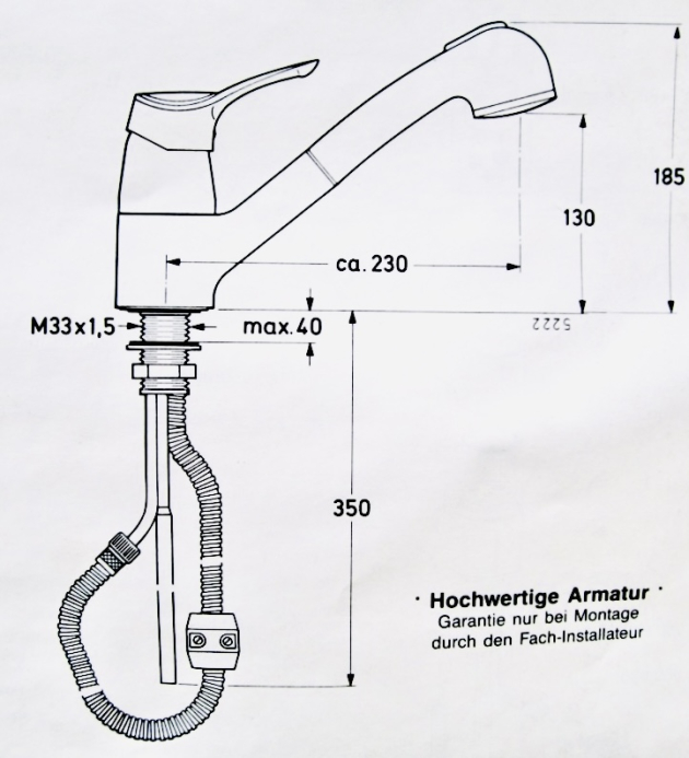 IDEAL STANDARD CERAMIX Küchenarmatur Spültischarmatur mit Brause ROT Hochdruck (-4331)