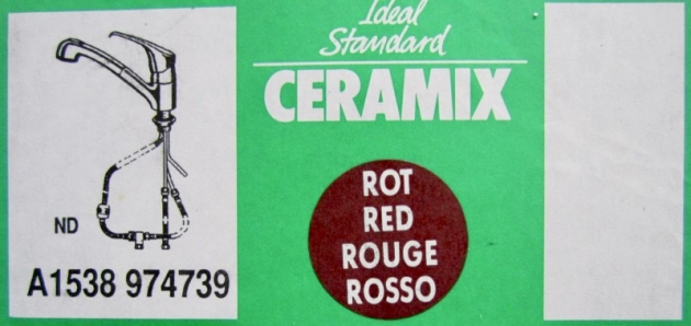 IDEAL STANDARD Ceramix Küchenarmatur Niederdruck mit Brause ROT Niederdruck