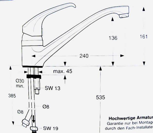 IDEAL STANDARD Ceramix Küchenarmatur Armatur Niederdruck Rot Niederdruck