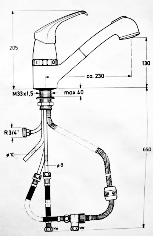 IDEAL STANDARD CeraMix Küchenarmatur Niederdruck ROT mit Geräteanschluss Niederdruck