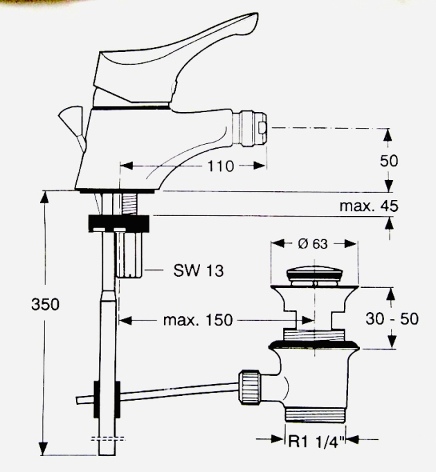 IDEAL STANDARD Ceramix Bidetarmatur Rot