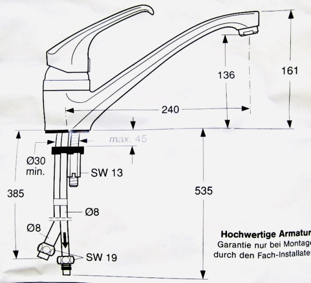 IDEAL STANDARD Ceramix Küchenarmatur Armatur Weiss NIEDERDRUCK