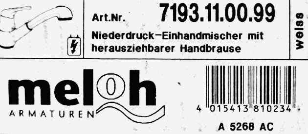 IDEAL STANDARD Meloh Prima Combi Küchenarmatur Niederdruck mit Brause Weiss