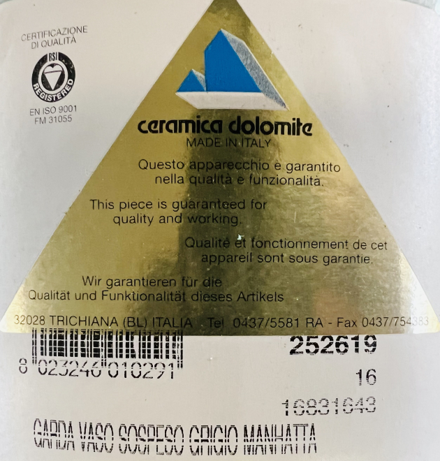 CERAMICA DOLOMITE Hänge-WC Wand-WC Manhattan Grau