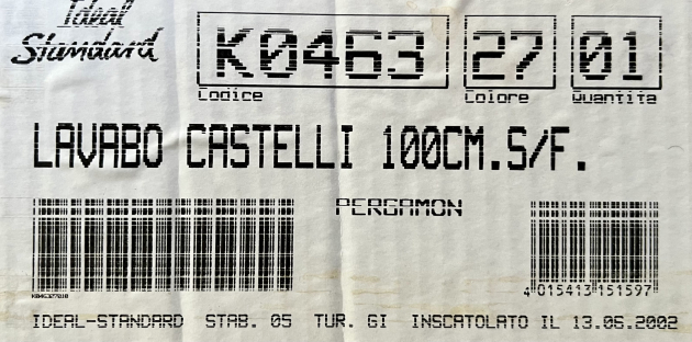 IDEAL STANDARD Castelli Waschbecken / Waschtisch PERGAMON 100 cm