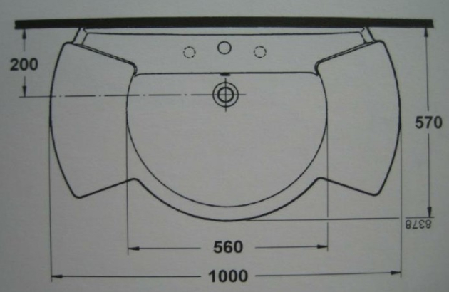 IDEAL STANDARD Castelli Waschbecken / Waschtisch PERGAMON 100 cm