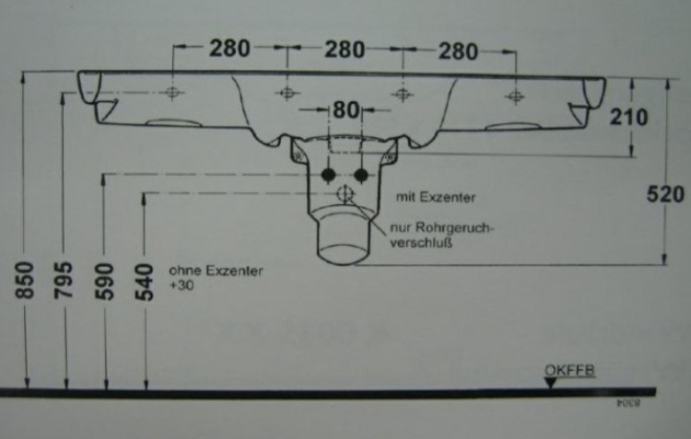 IDEAL STANDARD Aramis Waschbecken Waschtisch PERGAMON 130 x 56,5 cm