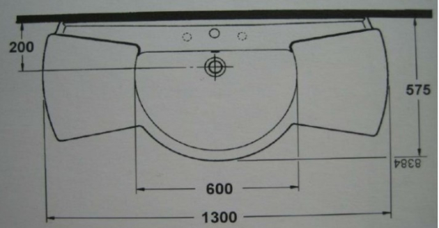 IDEAL STANDARD Castelli Waschbecken Waschtisch PERGAMON 130 x 57,5 cm