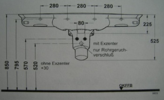 IDEAL STANDARD Castelli Waschbecken Waschtisch PERGAMON 130 x 57,5 cm