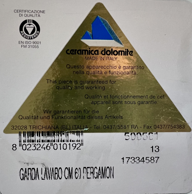 IDEAL STANDARD Waschbecken Waschtisch Garda 60 cm PERGAMON