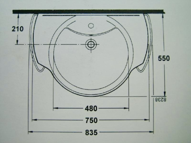 IDEAL STANDARD Waschbecken Waschtisch Bajade MANHATTAN-GRAU 75 x 55 cm