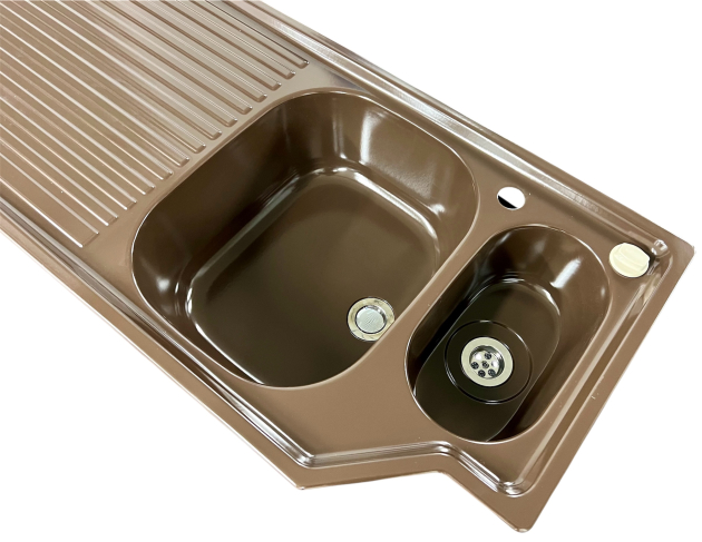 FRANKE Allmilmö 3D-Einbauspüle BRAUN 118x51 cm Becken-Rechts