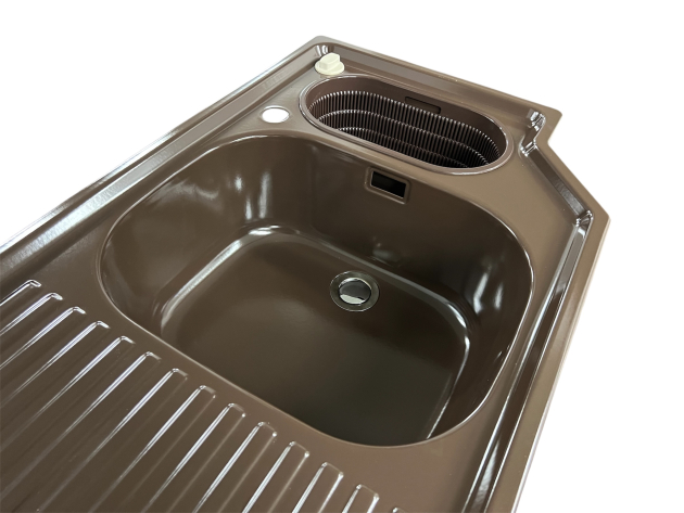 FRANKE Allmilmö 3D-Einbauspüle BRAUN 118x51 cm Becken-Rechts