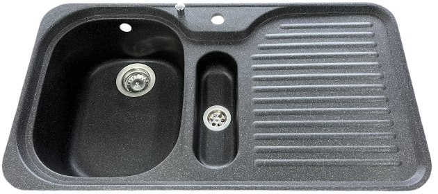 SUTER C-90 flächenbündige Spüle 89 x 49 cm Lava-Schwarz-Granit B-L