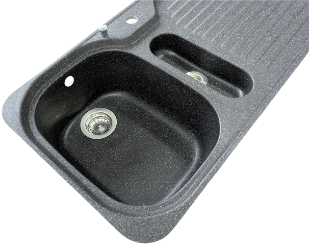 SUTER C-90 flächenbündige Spüle 89 x 49 cm Lava-Schwarz-Granit B-L