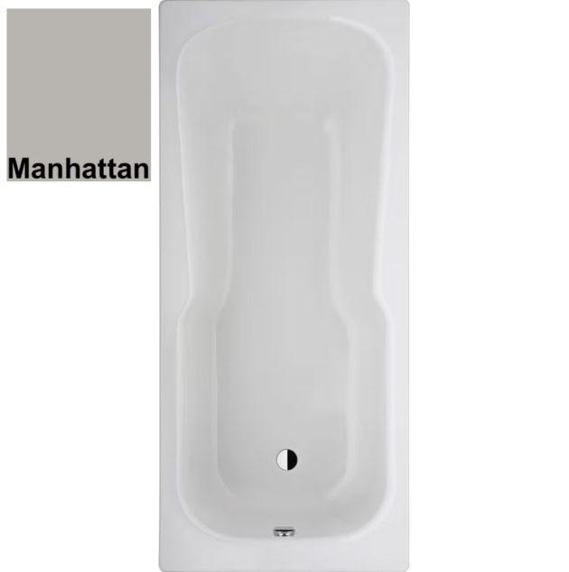 BETTESET Badewanne 160 x 75 cm MANHATTAN GRAU m. Griffbohrungen