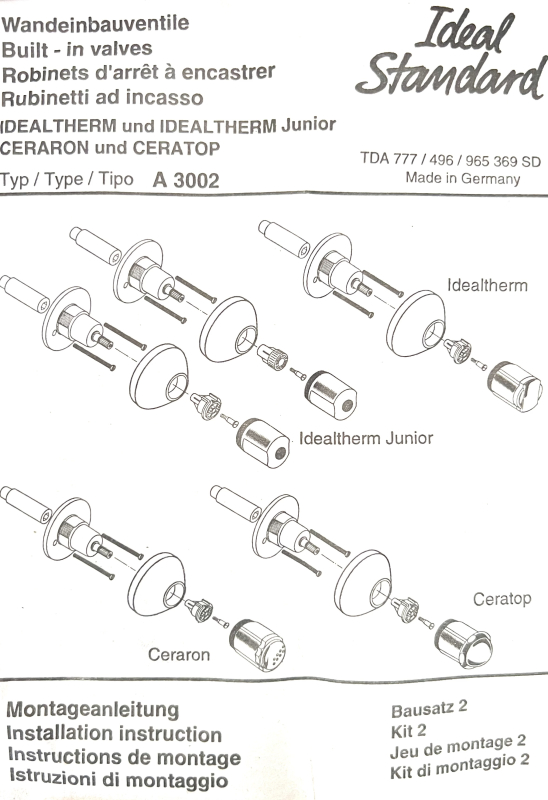IDEAL STANDARD Bausatz 2 Wandeinbauventil Unterputz A3002.981756 Chrom Edelmessing