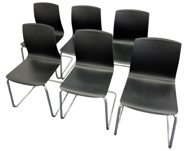 Dauphin Fiore FI 7513 - Freischwinger Schwarz Bürostuhl Sitz 6er Set