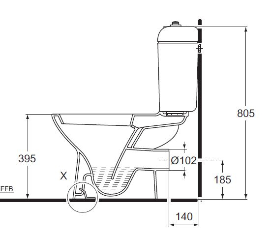 IDEAL STANDARD Inga Weiß WC-Kombination Abgang zur Wand Stand-WC Toilette