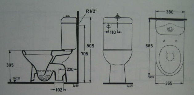 IDEAL STANDARD Inga Weiß WC-Kombination Abgang zur Wand Stand-WC Toilette