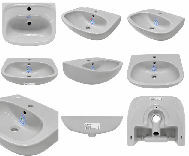 GEBERIT KERAMAG Elbe Waschbecken Manhattan-Grau 55 x 43 cm Waschtisch Hellgrau