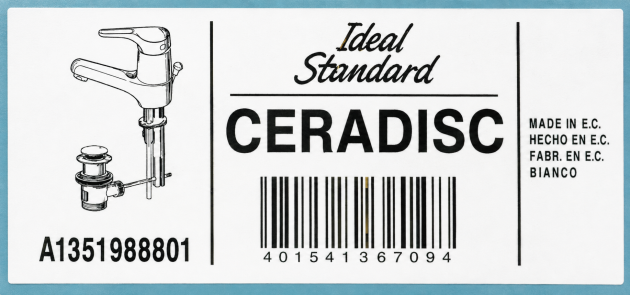 Ideal Standard Ceradisc Waschbeckenarmatur Weiß A1351.988801 | Waschtischarmatur mit Zugknopf-Ablaufgarnitur | Hochdruck Einhebelmischer
