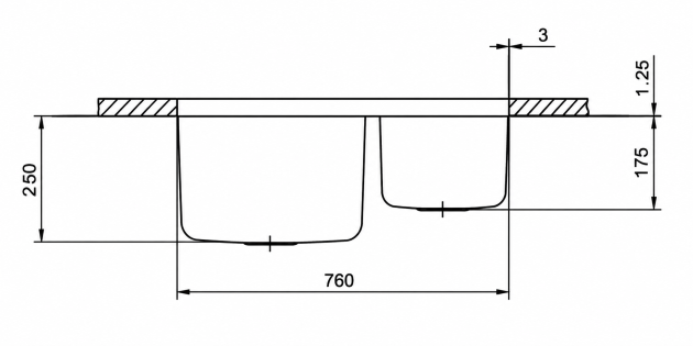 SUTER Dynamic D8 Edelstahl Doppelbecken-Spüle 84 x 56 x 25 cm Doppelspüle Küchenspüle Spülbecken Swiss Made