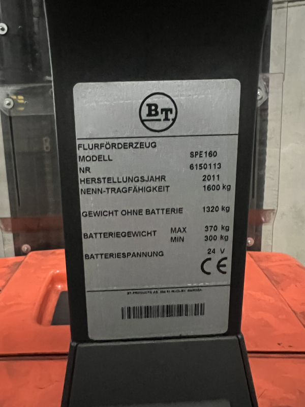 BT Toyota SPE160 Hochhubwagen / Deichselstapler Elektro-Hochhubwagen Ameise – 1.600 kg 24V