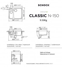 SCHOCK Classic N-150 Einbau-Spüle Alpina-Weiss 60x50 cm