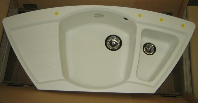 SCHOCK Symphony C-150 Eck-Spüle Alpina-Weiss 116x52