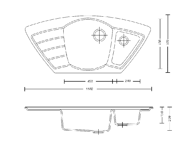 SCHOCK Symphony C-150 Eck-Spüle Alpina-Weiss 116x52