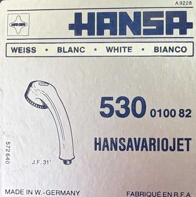 HANSA HANSA-ECO-JET Handbrause Kopfbrause WEISS Regendusche Duschkopf - Made in Germany