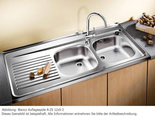 BLANCO Auflage-Spüle Doppelbecken ZS 120x50 cm Edelstahl B-R Küchenspüle Spülbecken 2 Becken
