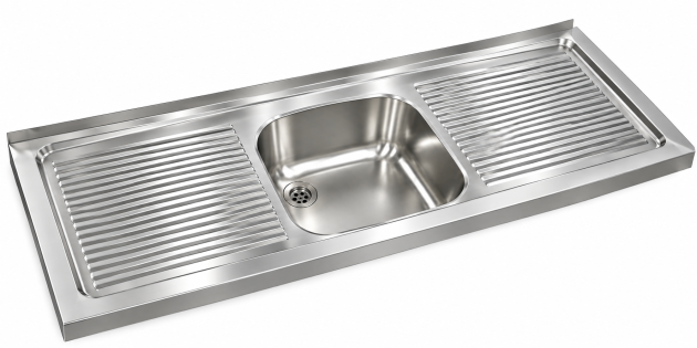 BLANCO Gastronomie Auflage-Spüle 160x50 cm Edelstahl Spüle Massiv Spültisch Abtropffläche Auflagespüle