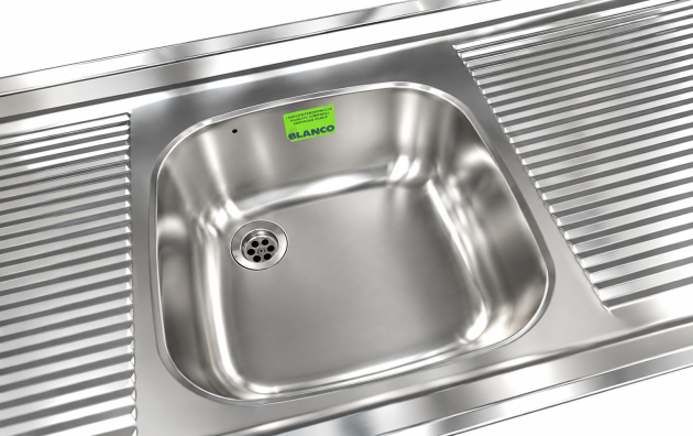 BLANCO Gastronomie Auflage-Spüle 160x50 cm Edelstahl Spüle Massiv Spültisch Abtropffläche Auflagespüle