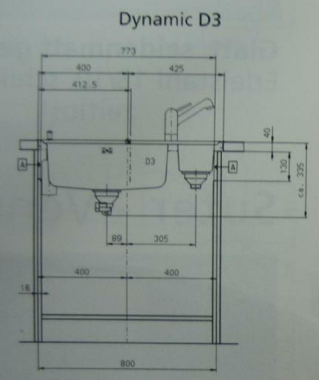 SUTER Dynamic D3 Edelstahl Doppelbecken-Spüle 84 x 56 x 20 cm