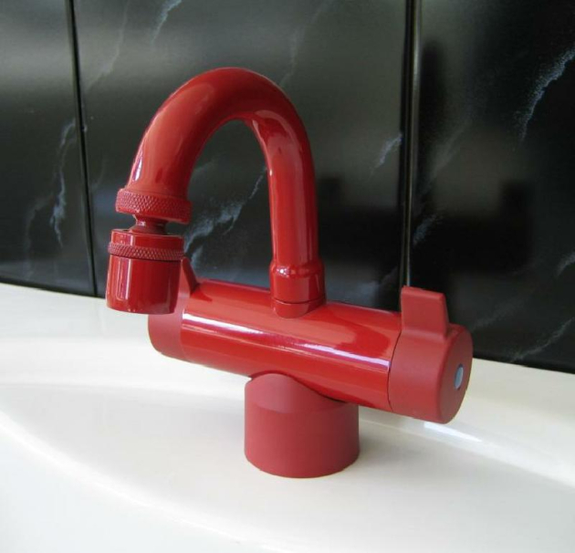 Damixa Perfecta Waschbeckenarmatur in ROT mit Zugknopf-Ablaufgarnitur