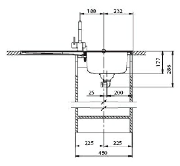 SUTER Ideal IL90 flächenbündige Spüle 90x50 cm EDELSTAHL B-R
