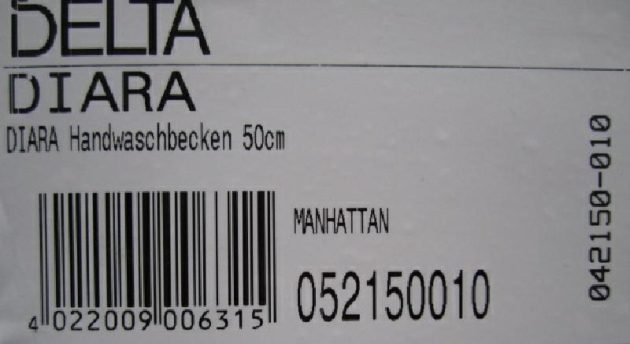 Keramag Delta Diara Handwaschbecken 50 x 37,5 cm Manhattan Grau