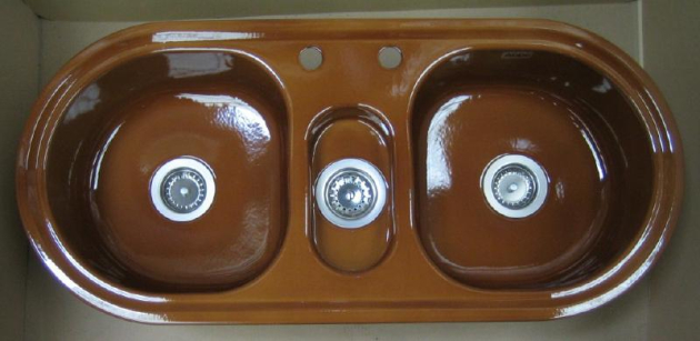 ALAPE Doppelbecken-Spüle 126 MAJOLIKA-BRAUN 105x48 cm