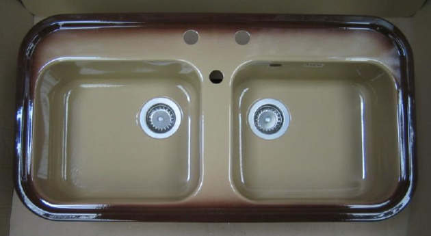 ALAPE Doppelbecken-Spüle 130 TERRE DE FRANCE BRAUN 97x50,5 cm