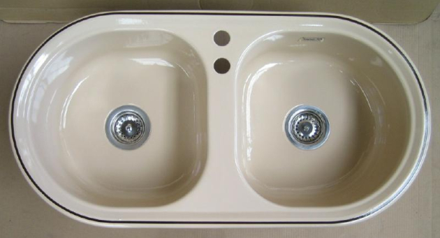 ALAPE Doppelbecken-Spüle 122 BAHAMABEIGE m. Contur MOCCA 92x47,5