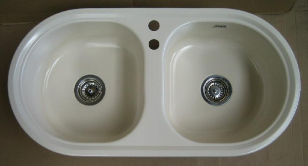 ALAPE Doppelbecken-Spüle 122 JASMIN-CREME-MATT 92x47,5 cm