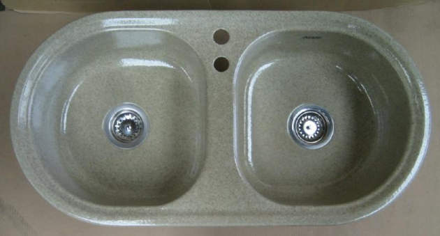 ALAPE Doppelbecken-Spüle 122 SAND-BEIGE-GRAU-GRANIT 92x47,5 cm