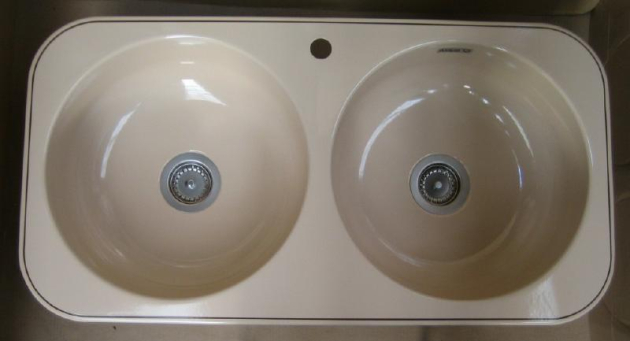 ALAPE Doppelbecken-Spüle 182 BAHAMABEIGE m. Contur MOCCA 97x50,5