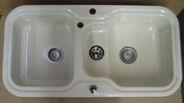 ALAPE 138 Doppelbecken-Spüle IVORY ELFENBEIN 97x50,5 cm