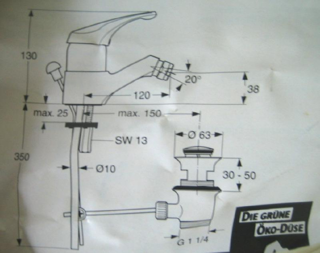 IDEAL STANDARD Ceradisc Bidet Armatur Bidetarmatur WEISS